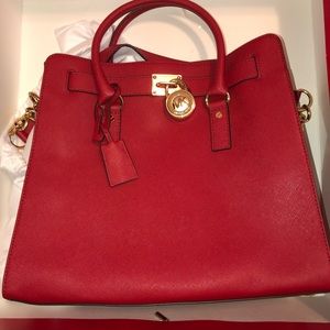 Hamilton Large Saffiano Tote Bag, Red